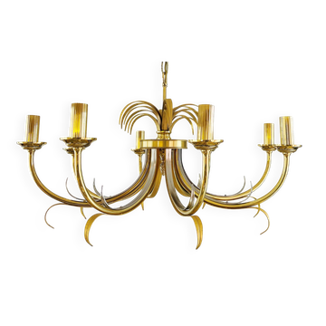 Chandelier en laiton et chrome en forme d'ananas, années 1970