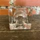 Pair of Modernist Cube Design Candle Holders Moulded Glass 1970s Vintage