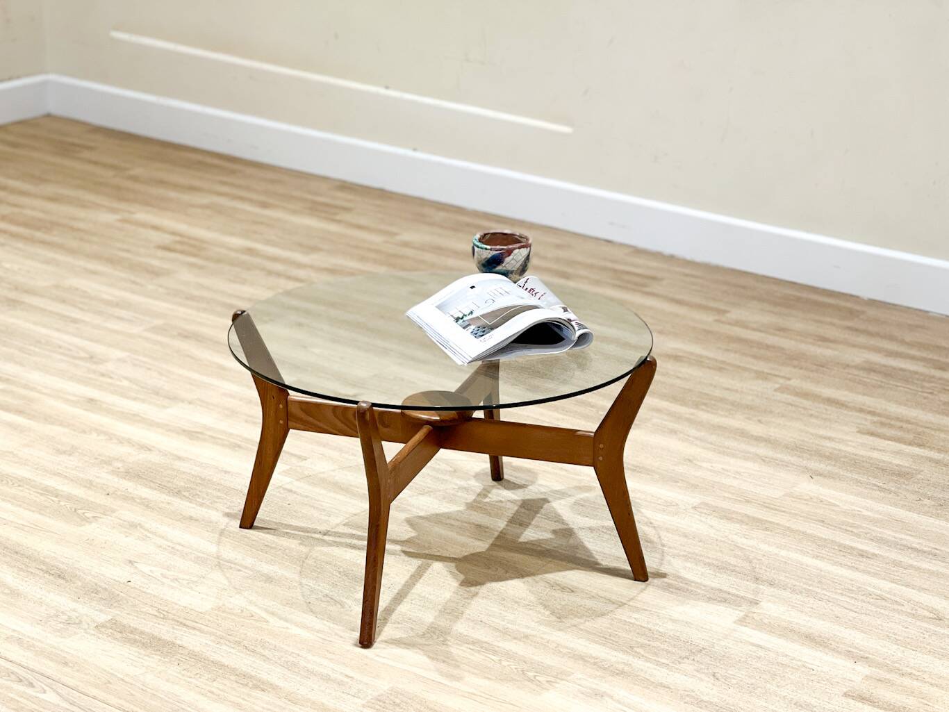 Table basse Lebus en teck et verre