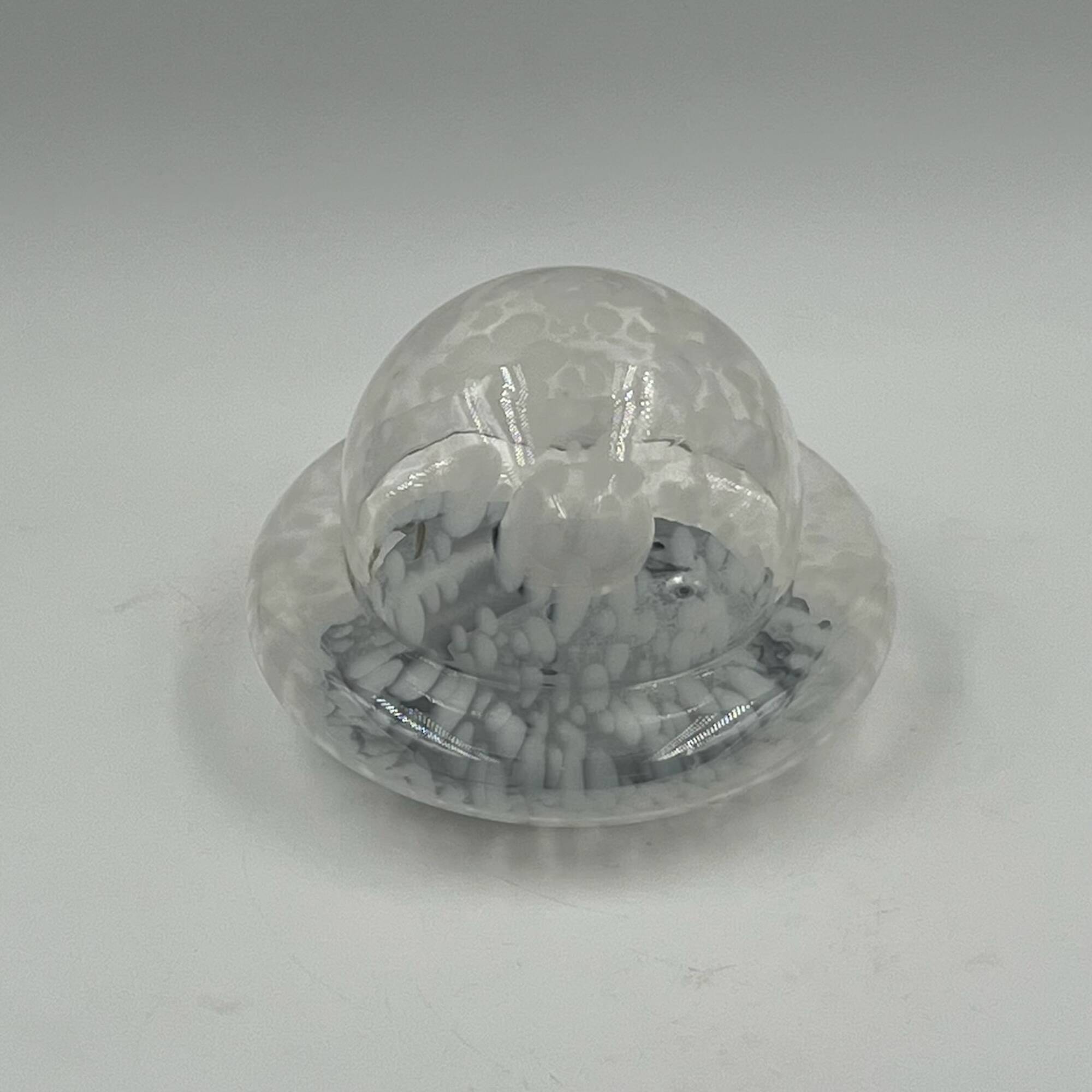 Vintage Space Age UFO Flush Mount Light Fixture with Spotted Glass Shade, 1960s