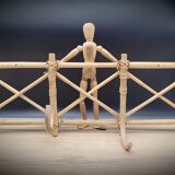 Wall-mounted rattan coat rack 4 hooks