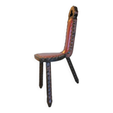 Vintage brutalist Spanish tripod chair / wooden stool