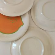 4 vintage Italian lemon and orange pop pattern plates