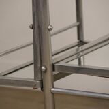 Desserte roulante vintage années 70 en métal chromé et verre miroir