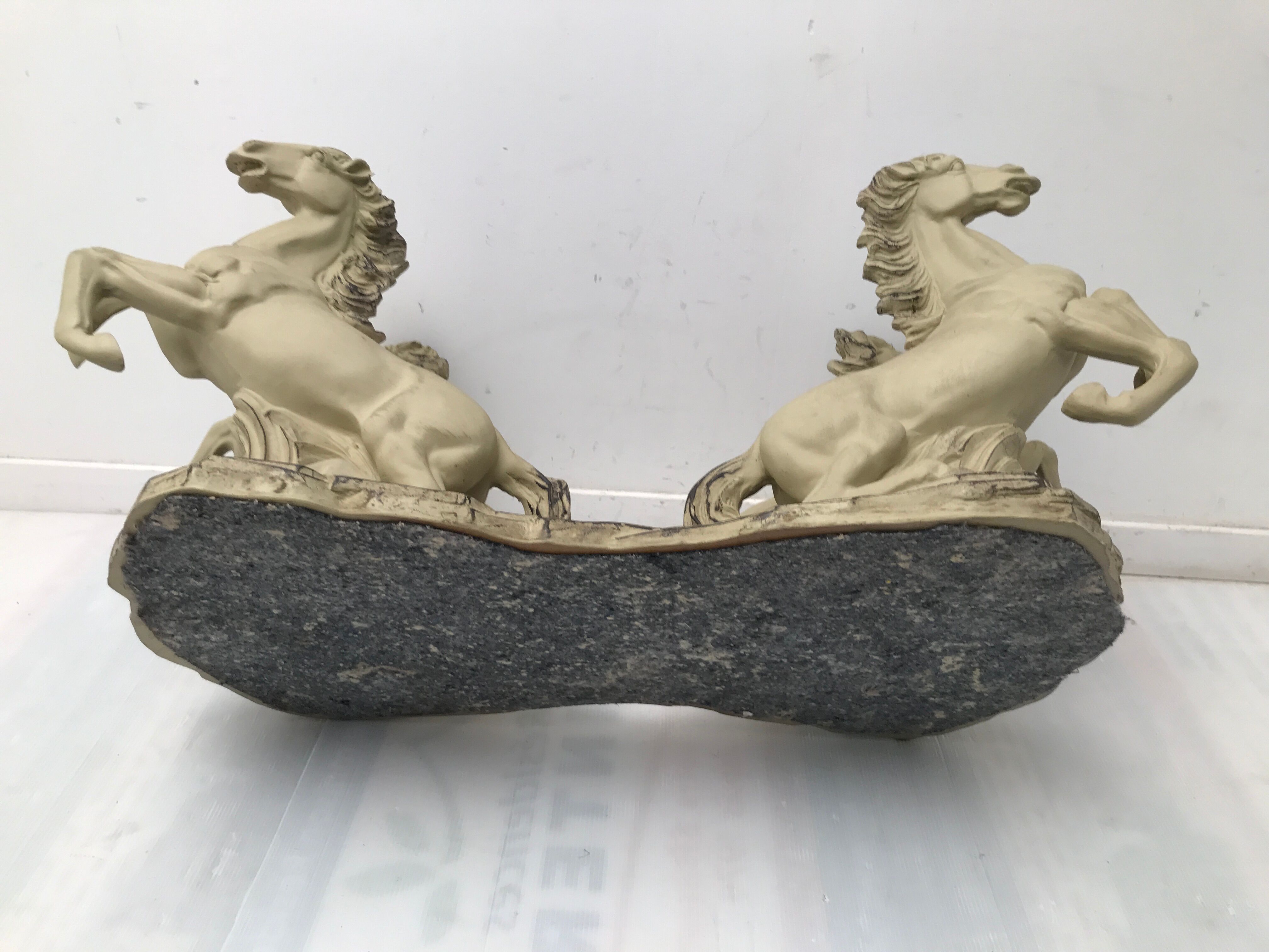 Coffee table glass top on 4 vintage horses