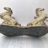 Coffee table glass top on 4 vintage horses