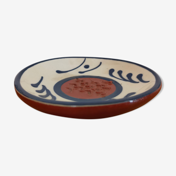 Plate or vintage saucer in handmade painted terracotta