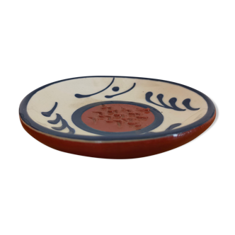 Plate or vintage saucer in handmade painted terracotta