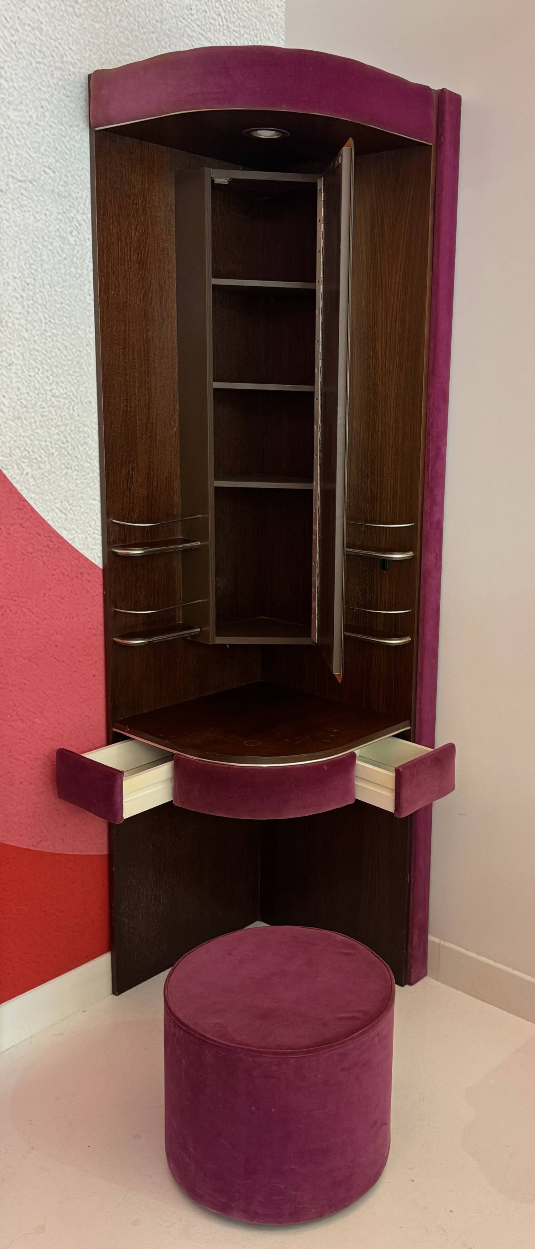 Pink velvet dressing table