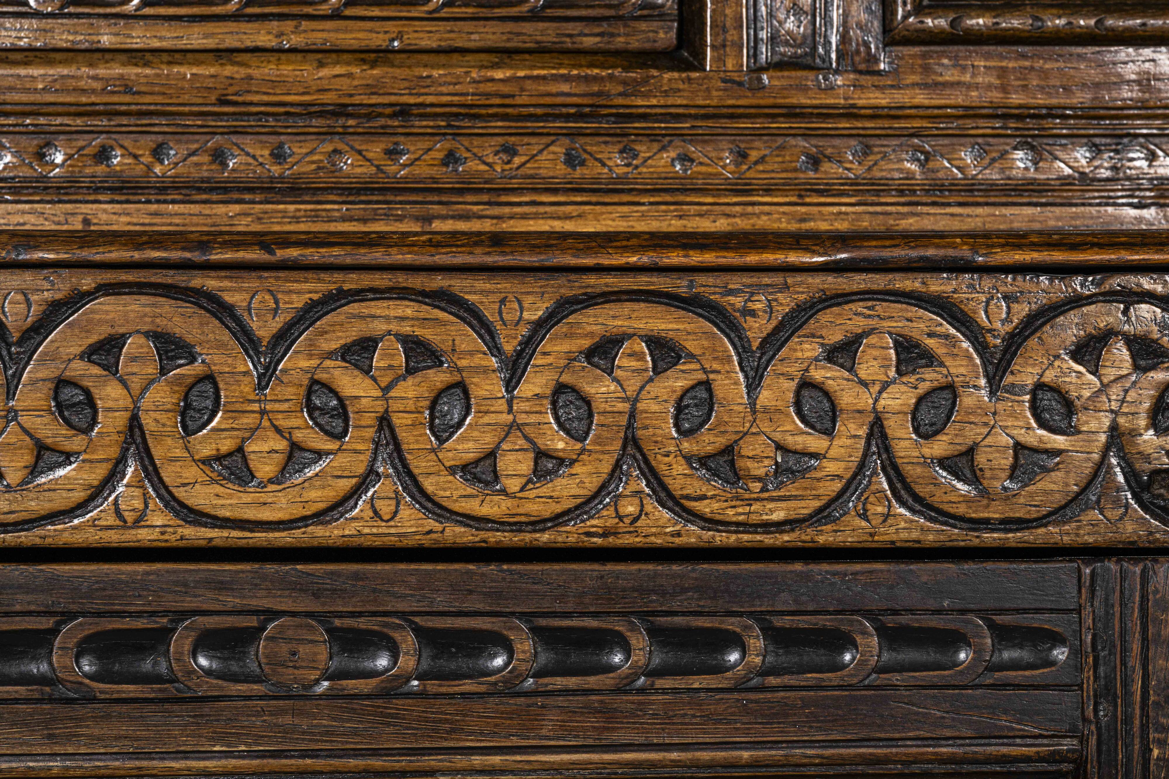 Charles II Oak Plaque, 1684, Set of 3