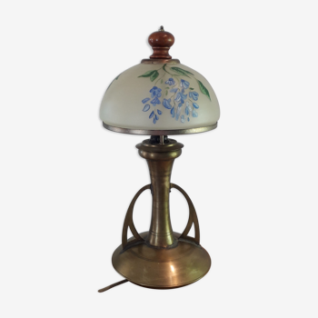 Brass and opaline lamp