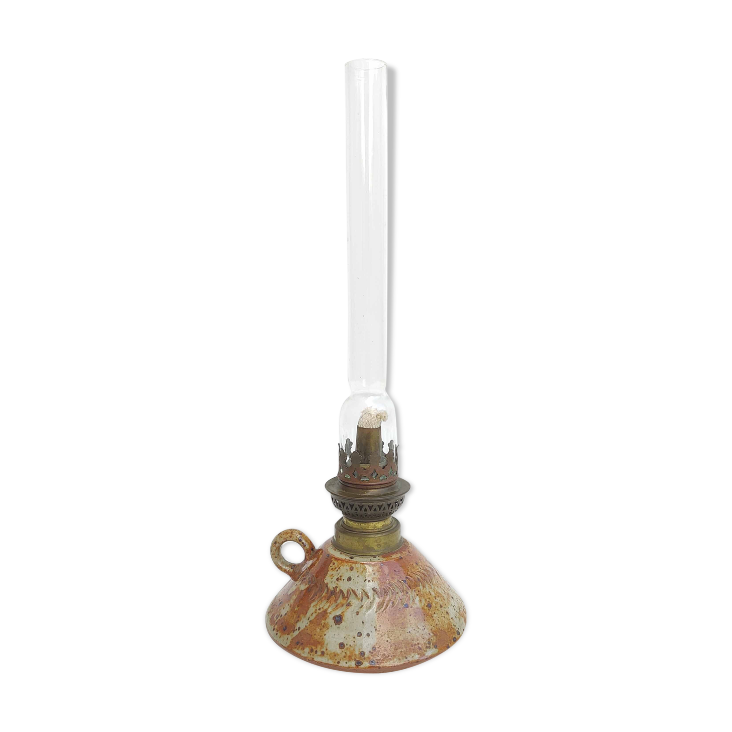 Oil lamp sandstone signed