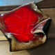 glazed red ceramic vide-poche signed - 1960s