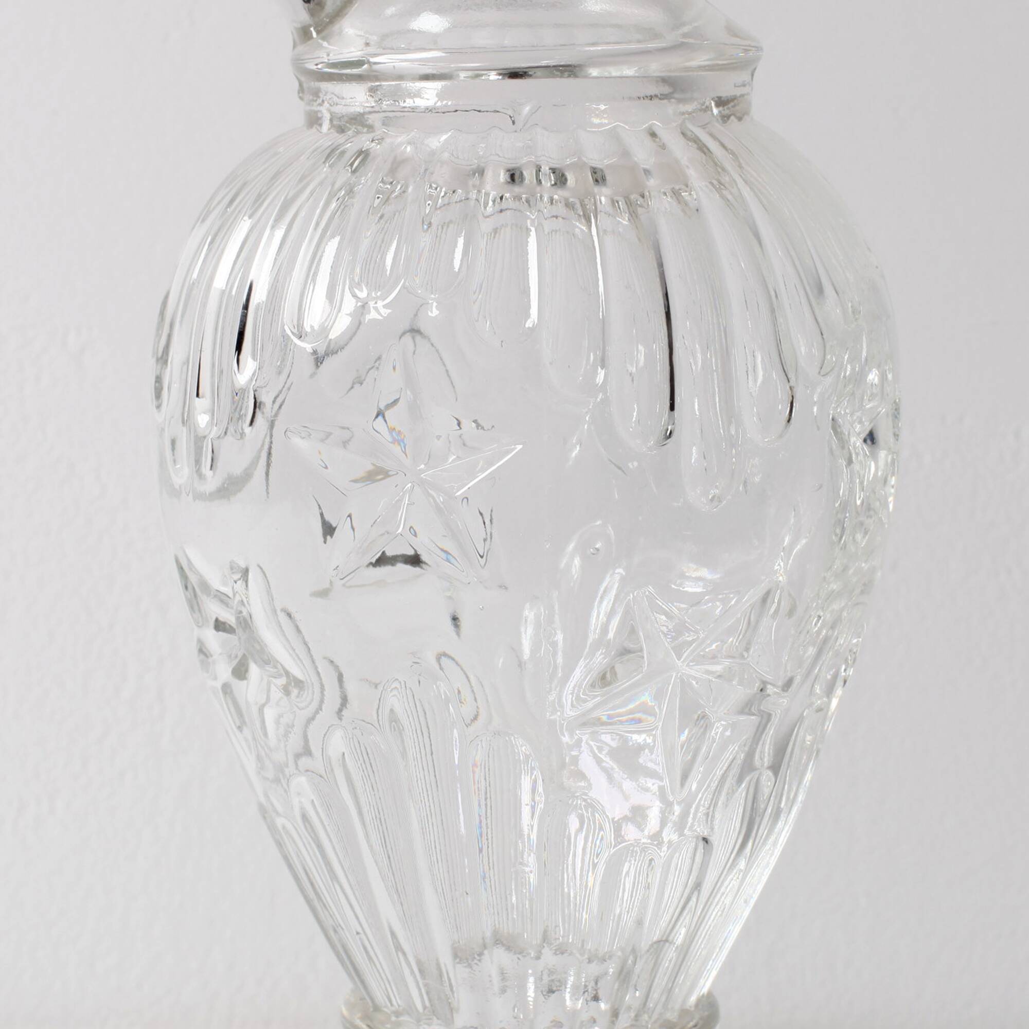 Carafe à vin en verre du milieu du siècle / Carafe à vin à motif clair / Italie / Années 1980