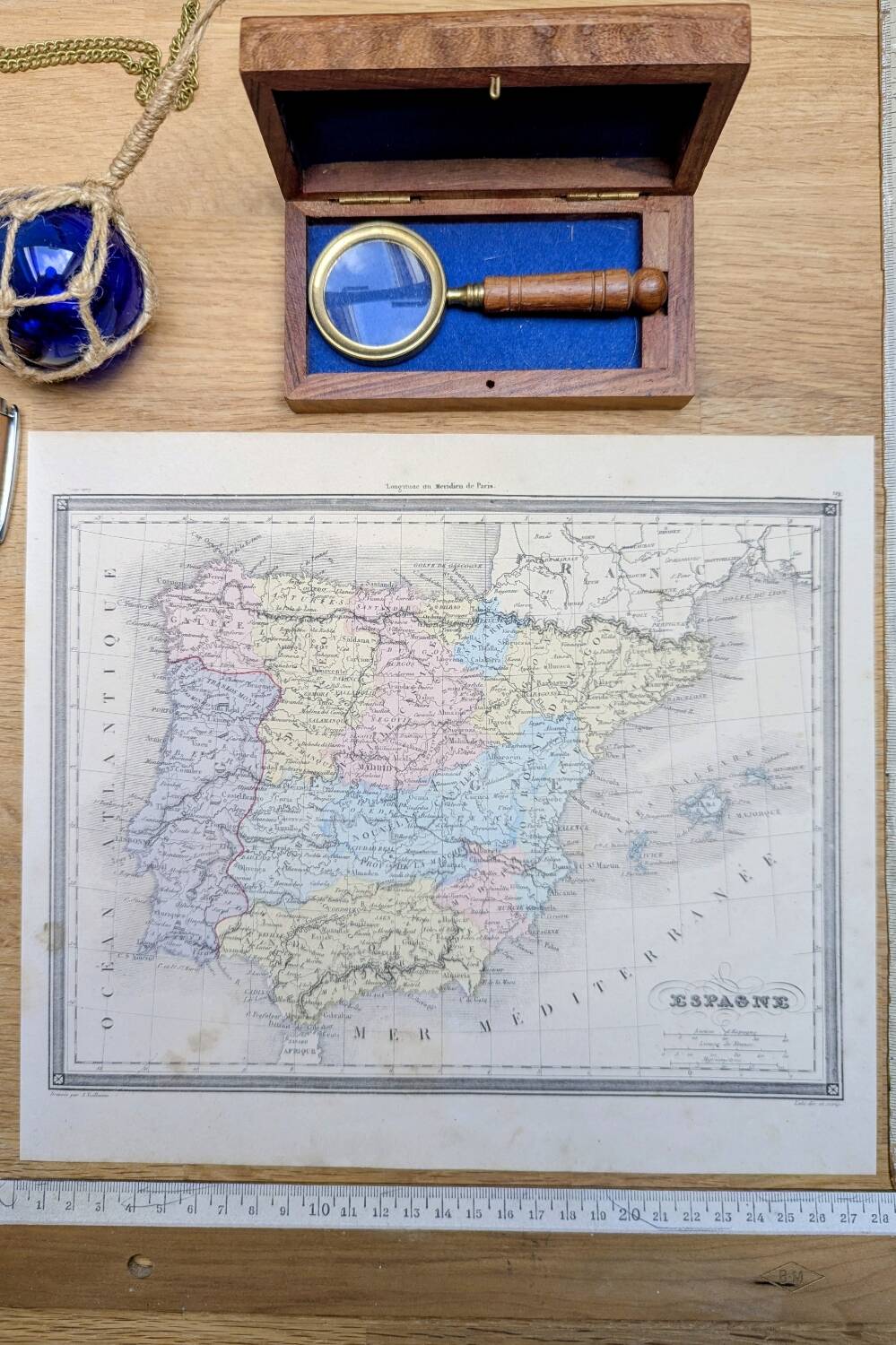 L'Espagne, carte ancienne, imprimée en 1852.
