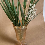 Iridescent glass vase with floral motifs in 40s style