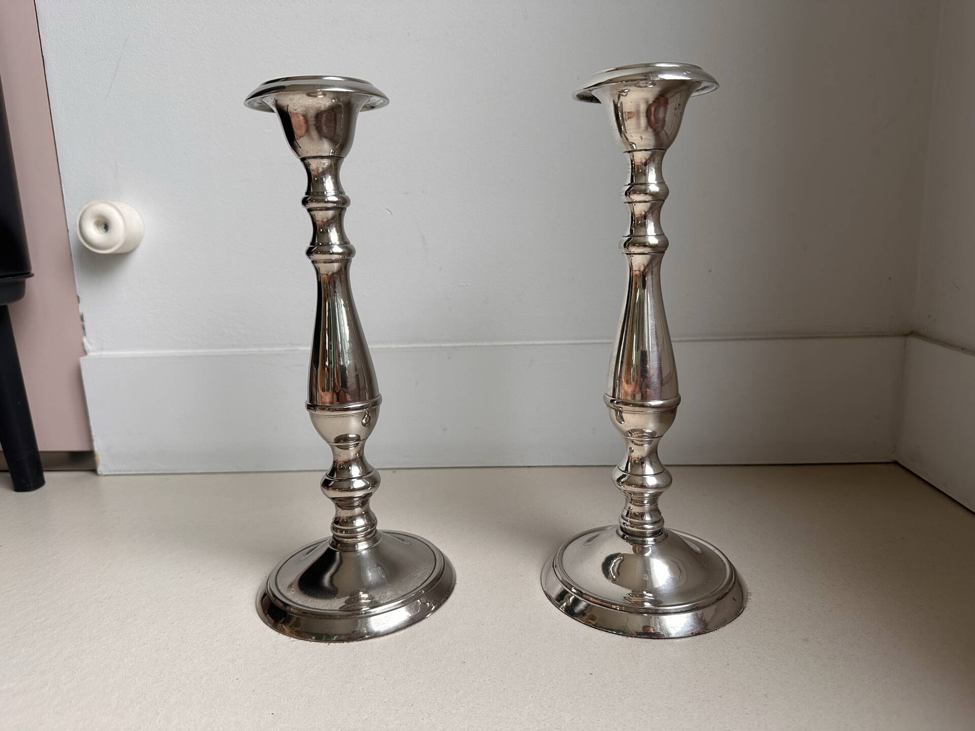 Pair of large vintage silver-plated candlesticks – classic style