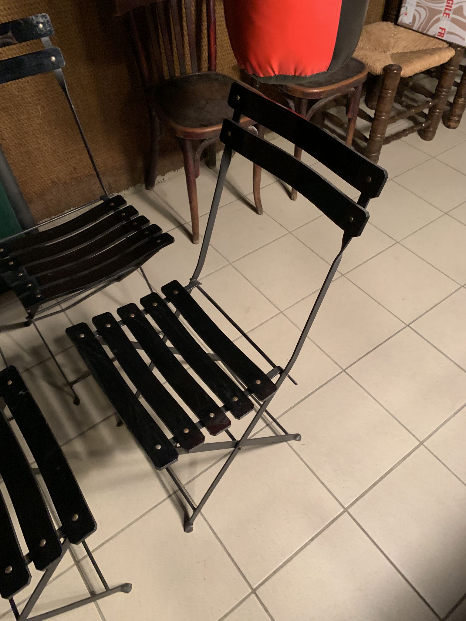 4 folding chairs Habitat 80s plastic and metal