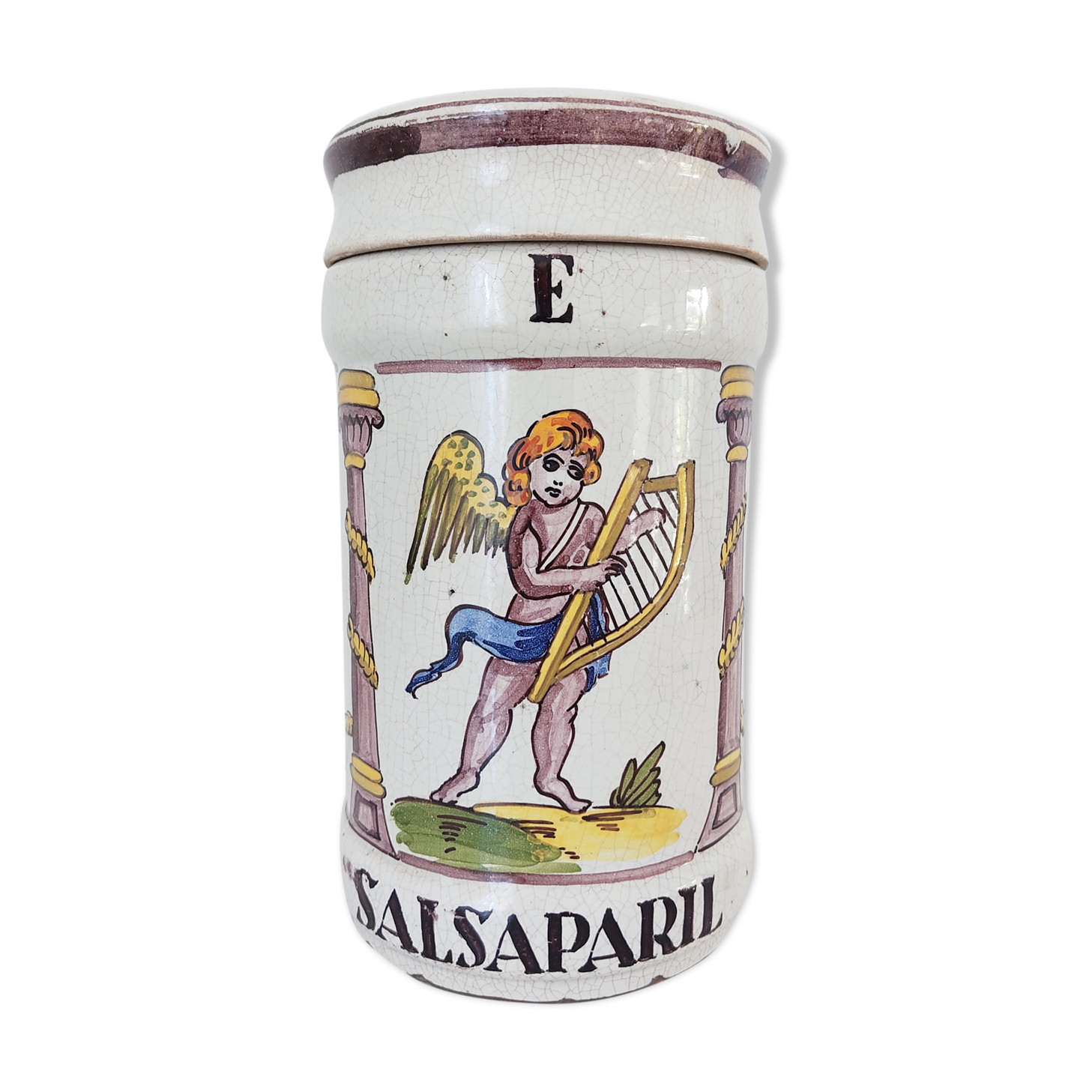Pharmacy pot Italian earthenware angel decoration