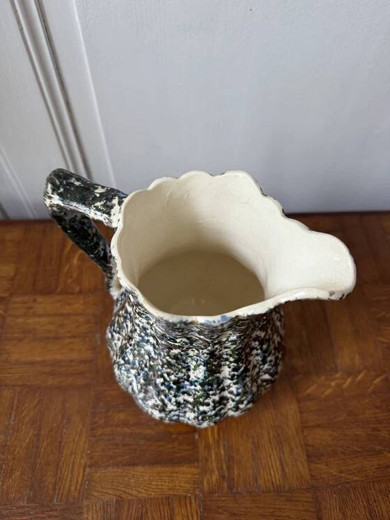 Green and blue speckled water carafe/pitcher