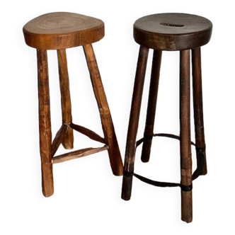 Pair of mismatched high stools