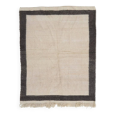 Vintage Handmade Tulu Rug in Natural Undyed Cream and Gray Wool, Custom Options Available