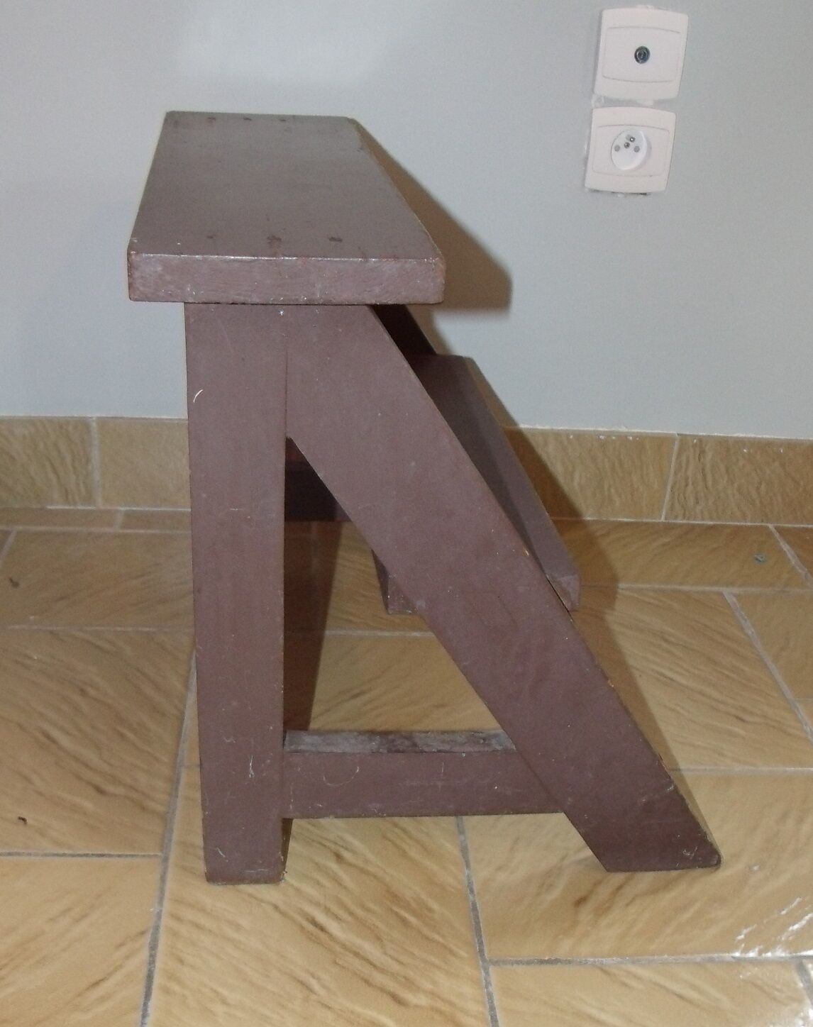 Old market foot stool wood