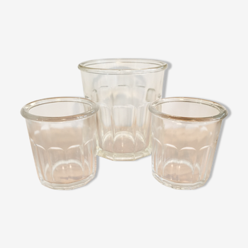 Set de 3 pots de confiture verre ancien XL