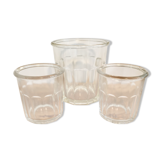 Set de 3 pots de confiture verre ancien XL