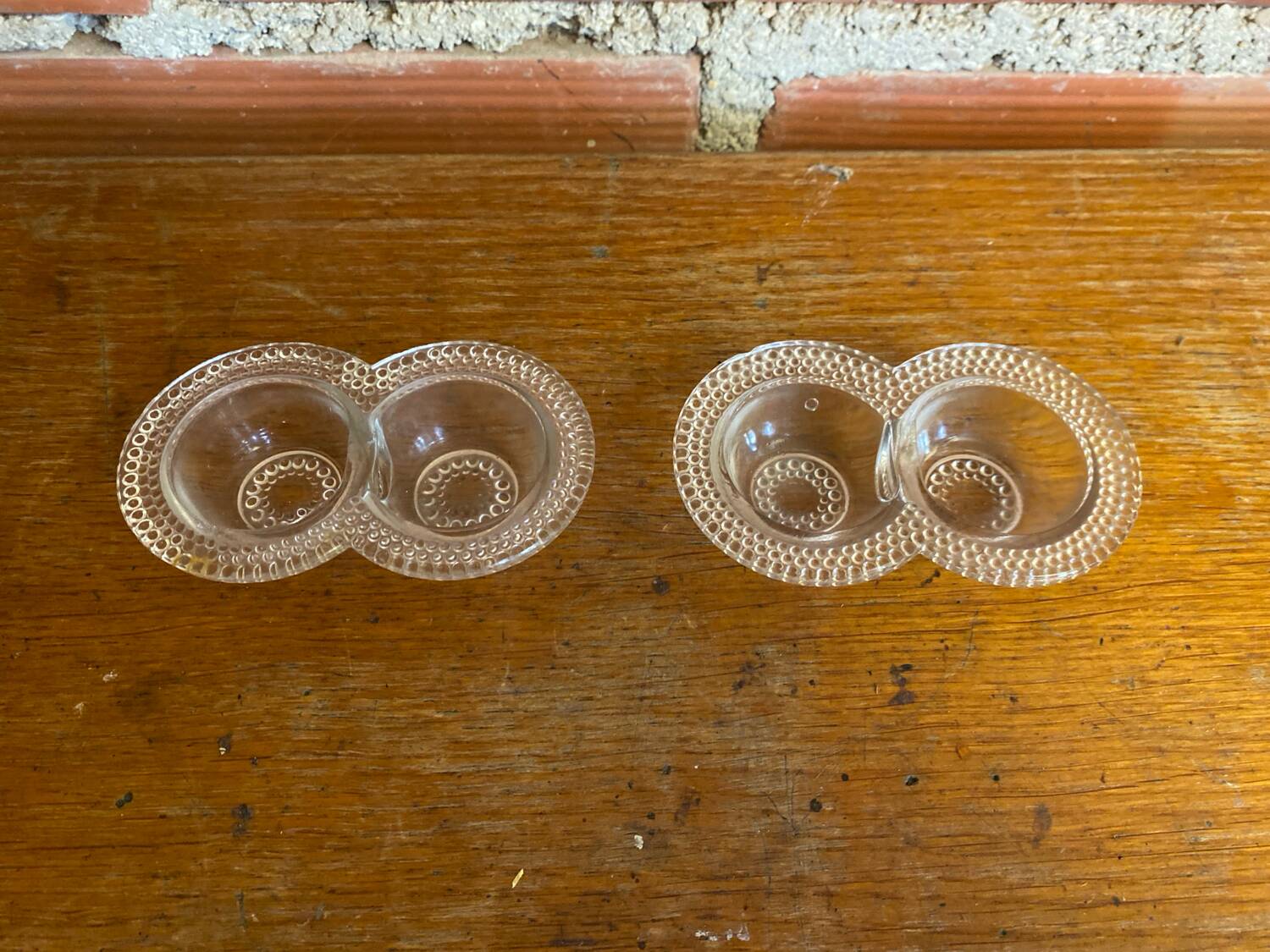 Pair of Antique Molded Glass Salt and Pepper Shakers, 1950s Vintage