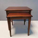 Set of two mid-century side tables in rosewood designed by bent silberg for furniture of denmark.