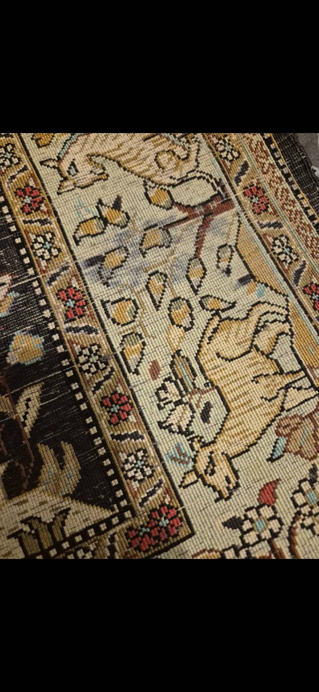 Persian Qom Silk on Silk 80x130 - Tree of Life Black and Gold - Very Fine