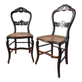 Paire de chaises début XXe siècle, style Napoléon III, assises cannage