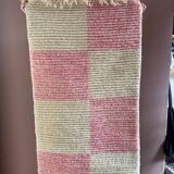 Pink white checkered small rug