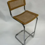 Vintage bar stool 80's Design Cesca style chrome and webbing