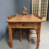 Large oak farmhouse table from France, early 1900s
