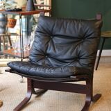 Fauteuil Siesta, Ingmar Relling, cuir noir
