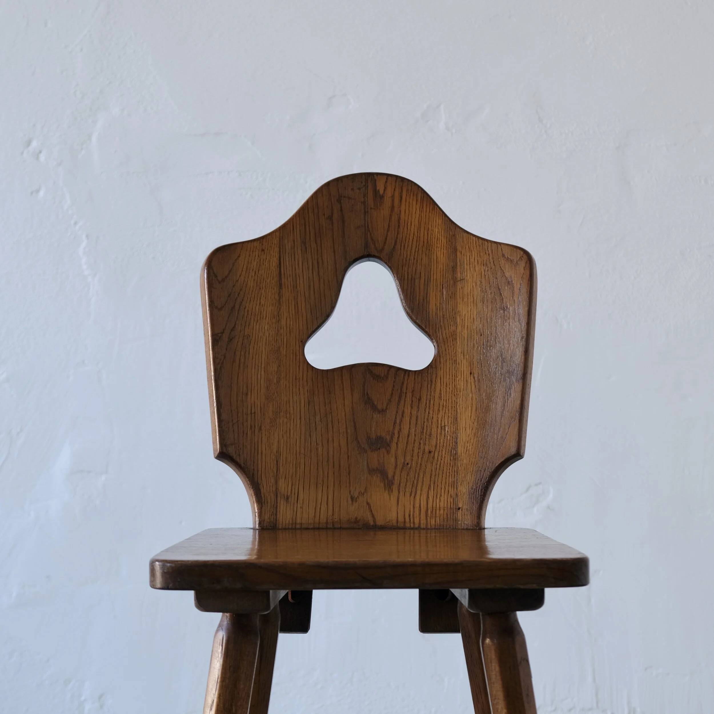 Brutalist oak bar chair | Germany | 1950s