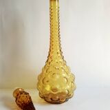 Italian carafe amber yellow glass vintage bubbles