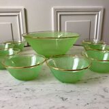 Set of 8 small bowls and a green granita bowl 60s-70s