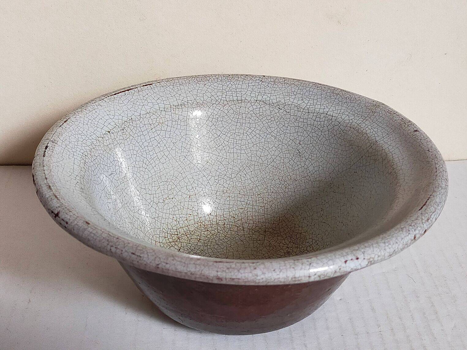 19th century enamelled earthenware salad bowl