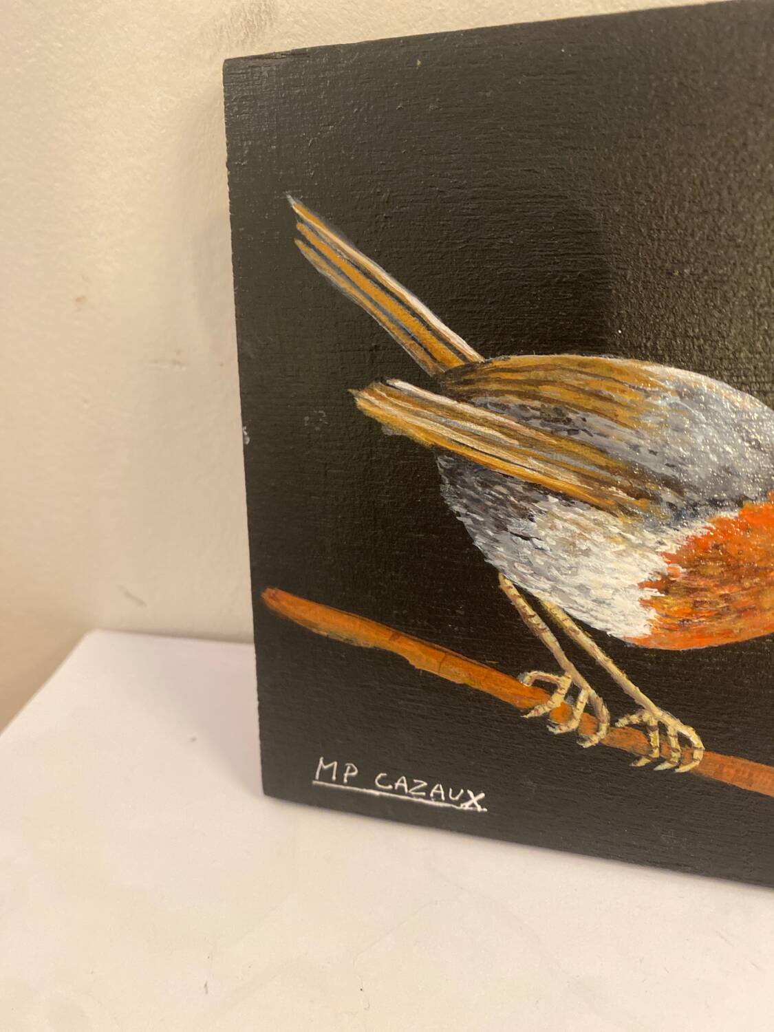 Oiseau peinture sur bois