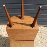 Pair of oak veneered tripod bedside tables 1950