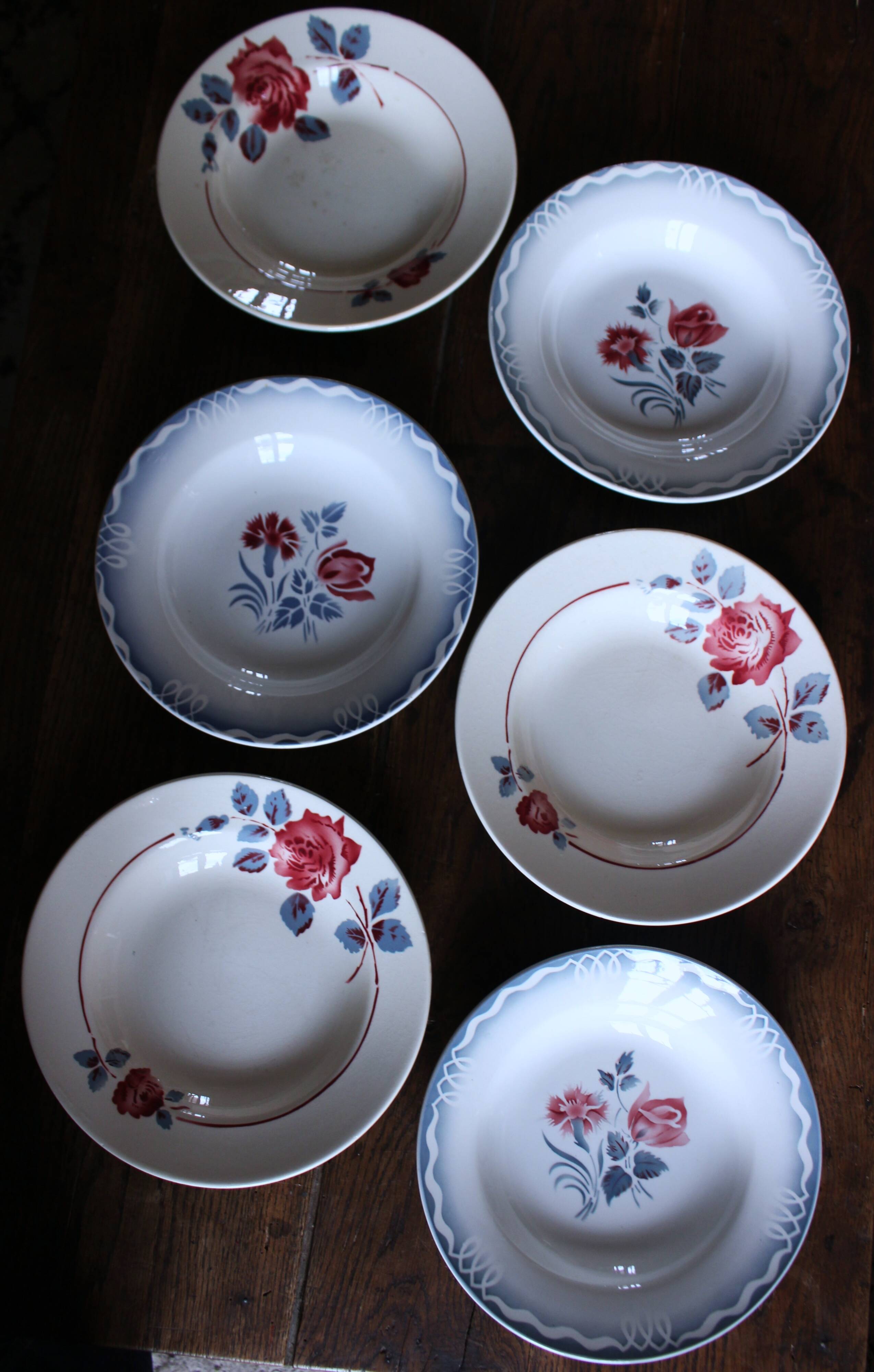 6 Art Deco deep plates Marinette Juliette Digoin Sarreguemines Badonv