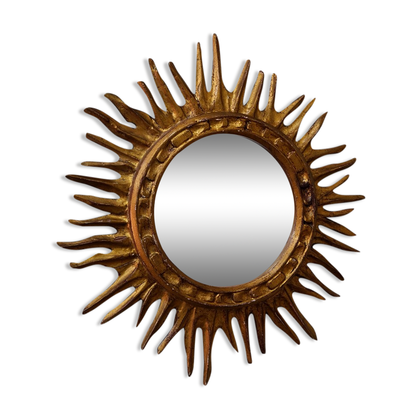 Mid-century italian wooden sun mirror, 1950s