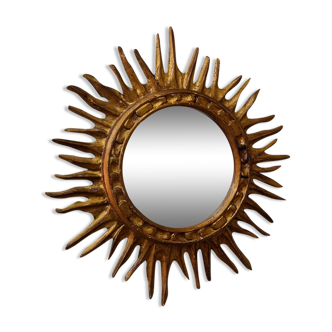 Mid-century italian wooden sun mirror, 1950s