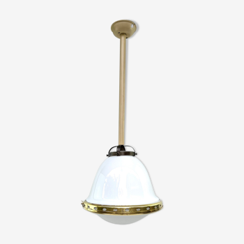 Chandelier 1920 opaline and frosted glass brand bag paris