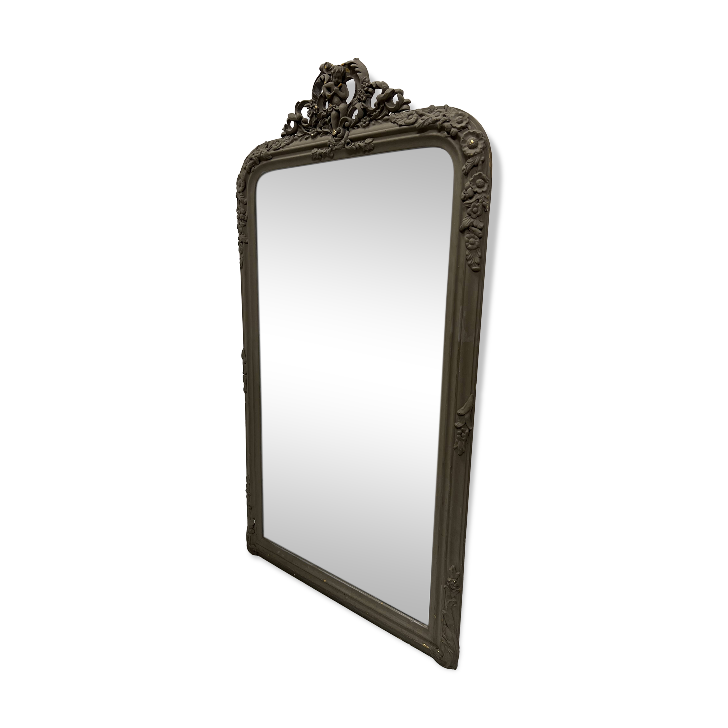 Louis XV style mirror in wood and patinated stucco, 20th century