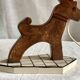 Vintage 1970s polychrome wooden lamp in the shape of a dog.