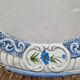 Plat ovale vintage Bassano décor bleu fleuri relief
